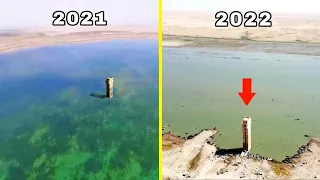 Euphrates river water Level comparison in the same spot 2021 vs 2022