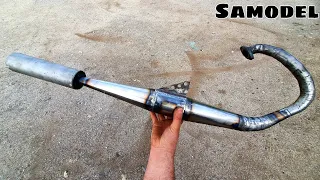 DIY resonator exhaust for a scooter - detailed video Honda Tact AB07 # 14