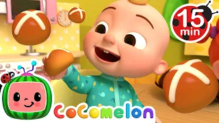 Hot Cross Buns | 15 MIN Animal Loop | Food and Snakcs | CoComelon Nursery Rhymes & Kids Songs