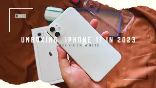 iPhone 11 in White 🤍 (128GB) Unboxing 2023, Set Up | Camera Test