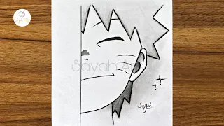 How to draw naruto kid half face step by step || Drawing naruto for beginners || Anime drawing