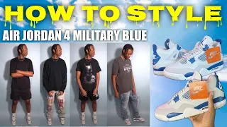 How To Style Military Blue Air Jordan 4 | 10 EASY OUTFIT IDEAS