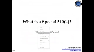 Webinar for Special 510(k) Submissions