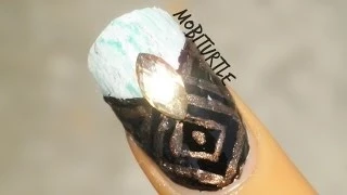 [Requested] Black and Turquoise Blue Bronze Matching Prom Dress Nail Art | STEP BY STEP TUTORIAL