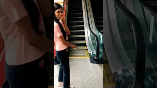 #shorts My wife's 1st time escalator experience in Dehradun | #escalator fear #silvercity #prank