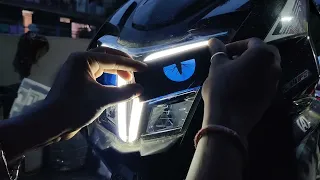 TVS NTORQ | headlight sticker modified | cat eye design for NTORQ