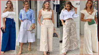 PANTALONES PALAZZO 🔥BELLAS COMBINACIONES🔥LOOK CON ESTILOS VERANIEGOS DE MODA Y TENDENCIA 2021/22✔