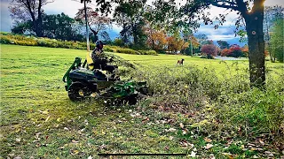 John Deere Z970R with Tweels and ZGlide Suspension - Mowing Brush and Tall Grass
