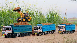 JCB 3dx backhoe fully loading mud in Tata 2518 Ex Truck | Tata Tipper Truck | jcb video