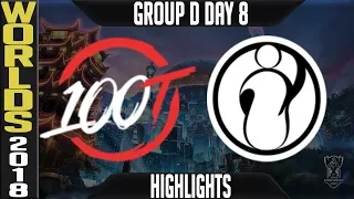 100 vs IG Highlights | Worlds 2018 Group D Day 8 | 100 Thieves(NALCS) vs Invictus Gaming(LPL)