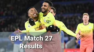 Premier league Results | Match 27 Results | EPL Table & Top Scorer 2019/20