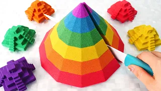 Satisfying Video l Kinetic Sand Pyramid Cutting ASMR RainbowToyTocToc