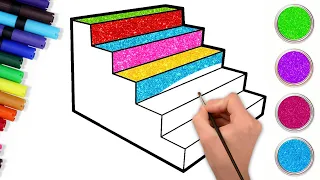 How to draw Easy 3D Stairs | Step-by-step Drawing for Kids | Chiki Art Hindi