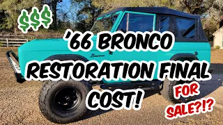 Final 1966 Bronco Restoration Cost Revealed! Is it for sale?