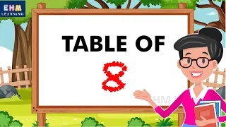 Table of 8 | Learn Multiplication - Table of Eight 8 x 1 = 8 | 8 Times Tables