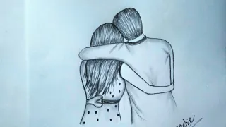 Valentine couple drawing (very easy) // How to draw Romantic Couple with pencil sketch