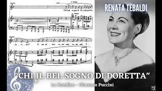 "Chi il bel sogno di Doretta" La Rondine - Renata Tebaldi (with score!) HD 1080p