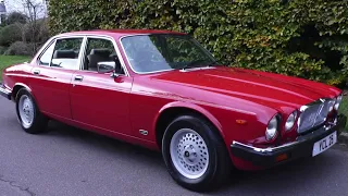 Sebring Red Jaguar XJ6 Series III driving (UK)