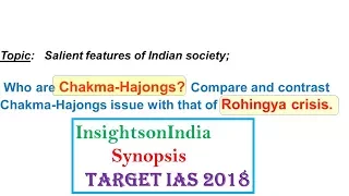 InsightsonIndia synopsis || Chakma Hajong Issue and Rohingya Crisis ||