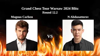 N Abdusattorov beats Magnus Carlsen | Round 12.2 | Grand Chess Tour Warsaw 2024 Blitz