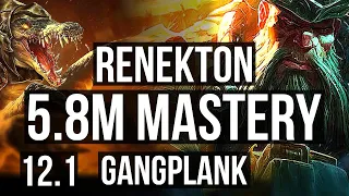 RENEKTON vs GP (TOP) | 5.8M mastery, 900+ games, 12/3/6, Dominating | KR Master | 12.1