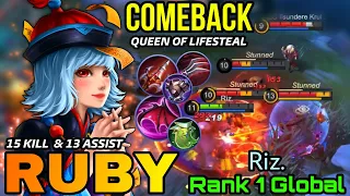 Lady Zombie Ruby The LifeSteal Queen Late Game Comeback! - Top 1 Global Ruby by Riz. - MLBB
