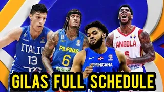 GILAS  FULL GAME SCHEDULE AND FINAL 12 | FIBA WORLD CUP 2023 | PHILIPPINES VS DOMINICAN REPUBLIC