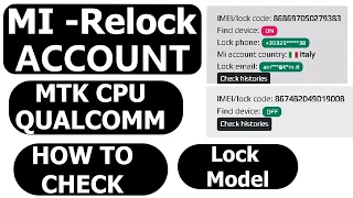 How To Check Mi Account Relock or Lock Model - Mi Relock Model - MTK & QUALCOMM CPU 📱