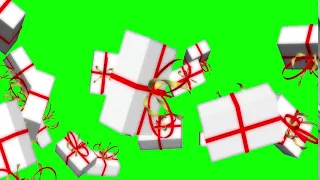 Подарки летят на зелёном фоне (хромакей).