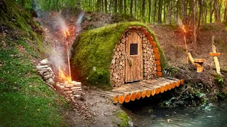 He completed the house above the stream. Alone Bushcraft