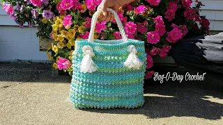 Crochet A Beach Bag | Blue Ocean Breeze | BAGODAY CROCHET TUTORIAL #397