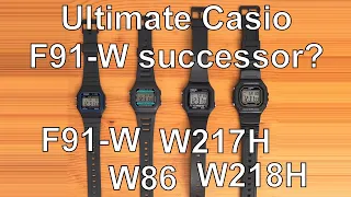 One Minute Casio Comparison F-91W vs W-86 vs W-217H vs W-218H