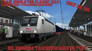 TSC 2024/ Bahnstrecke: Strasbourg-Karlsruhe/ (3D-Zug) NEU Sdggmrs Taschenwagen (BR 186)/ Jenco/ PC