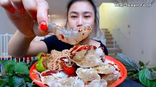 ตำซั่ว ปูกุ้งดองน้ำปลา กินอิ่มพอดีลูกตื่น😂 Marinated Crab Shrimp / Spicy rice noodles salad