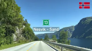 [4K] Driving in Norway: Riksvei 13 from Nesvik to Sand - Norwegian Fjords Scenic Drive