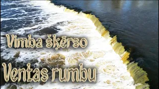 Vimba šķērso Ventas rumbu. Kuldīga. Video no drona 4k.