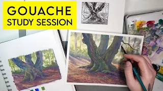 A long, relaxing gouache study session ✶ From sketch to finished painting