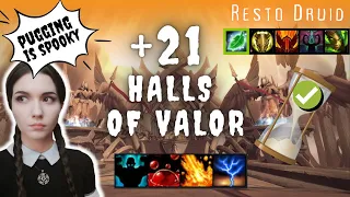 Timed Pug +21 Halls of Valor Restoration Druid PoV M+ Season 1 Mythic Plus