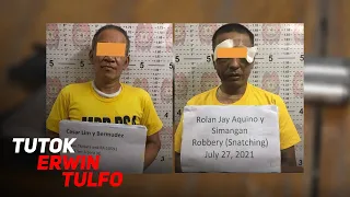 SNATCHER BUGBOG SARADO AT ISANG LALAKING NANUTOK NG PEKENG BARIL ARESTADO RIN