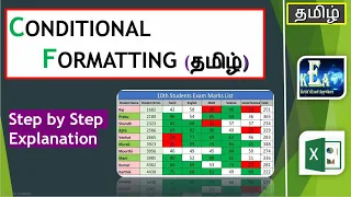 Excel #13- Conditional Formatting with formula in Tamil #Students# #Marklist# |Krish'sExcel Anywhere