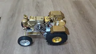 T1 Antique Roller Tractor Model with Mini Water-cooled Single-cylinder Gasoline #enginediy