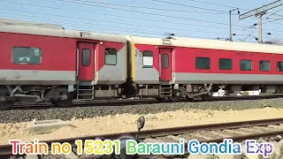 SECR Train no 15231 Barauni Gondia Exp LHB coach22 with WAP7 Umaria Rail STN New 3RD Train working