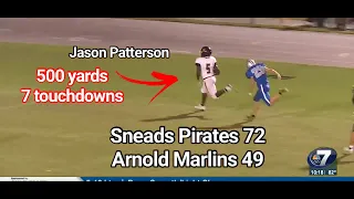 500 yards and 7 touchdowns for Florida high school running back Jason Patterson in single game.