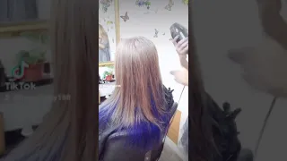 purple blue peekaboo hair color.