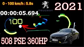 2021 Acceleration Peugeot 508 PSE 360 HP 0-200| 100 - 200 km/h