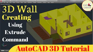 Create 3D wall in Autocad (with important tips) || Creating 3D house with basic || 3D wall Design