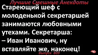 Стареющий шеф и молоденькая секретарша. Лучшие смешные анекдоты  Выпуск 809