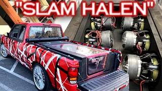 "Slam Halen" 6 12" Subs 4th order Blow-Thru Bandpass Bass Flexing the Building! Mazda B4000