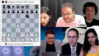 Magnus resigns on move 2 against Hans | All Live Caster Reactions