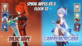 Diluc Double Hydro Vape & Ganyu Morgana Abyss v3.5 Floor 12 (9 Stars) | Genshin Impact